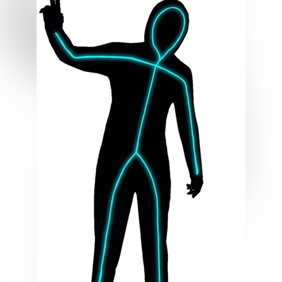 Adult Light-Up E.L Wire Blue Stick Figure Costume Halloween - Picture 1 of 6